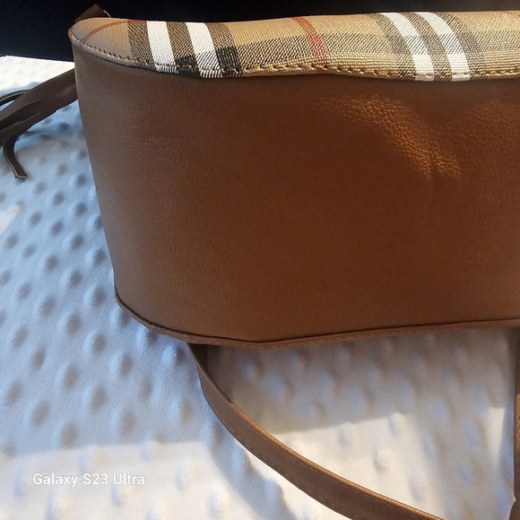 Plaid Handbag - Brown and Cream - Picture 14 of 16